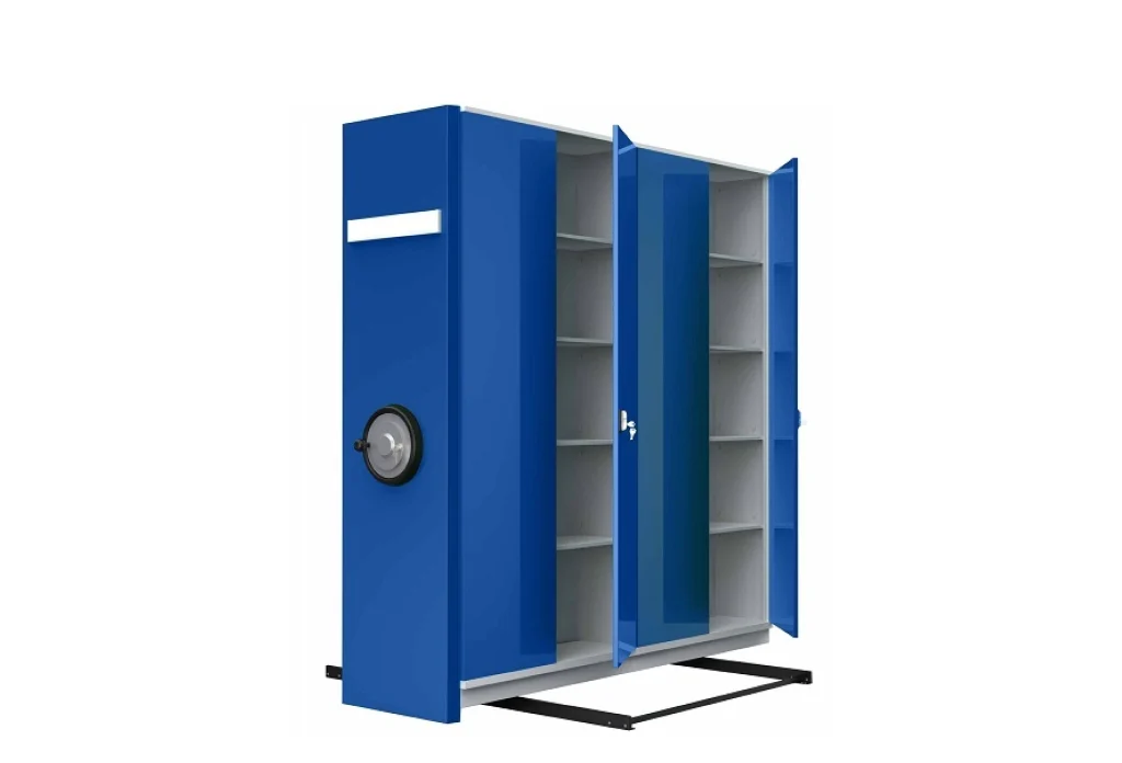 İkili Çift Yüzlü Volanlı Kapaklı Arşiv Dolabı Mavi Çapraz