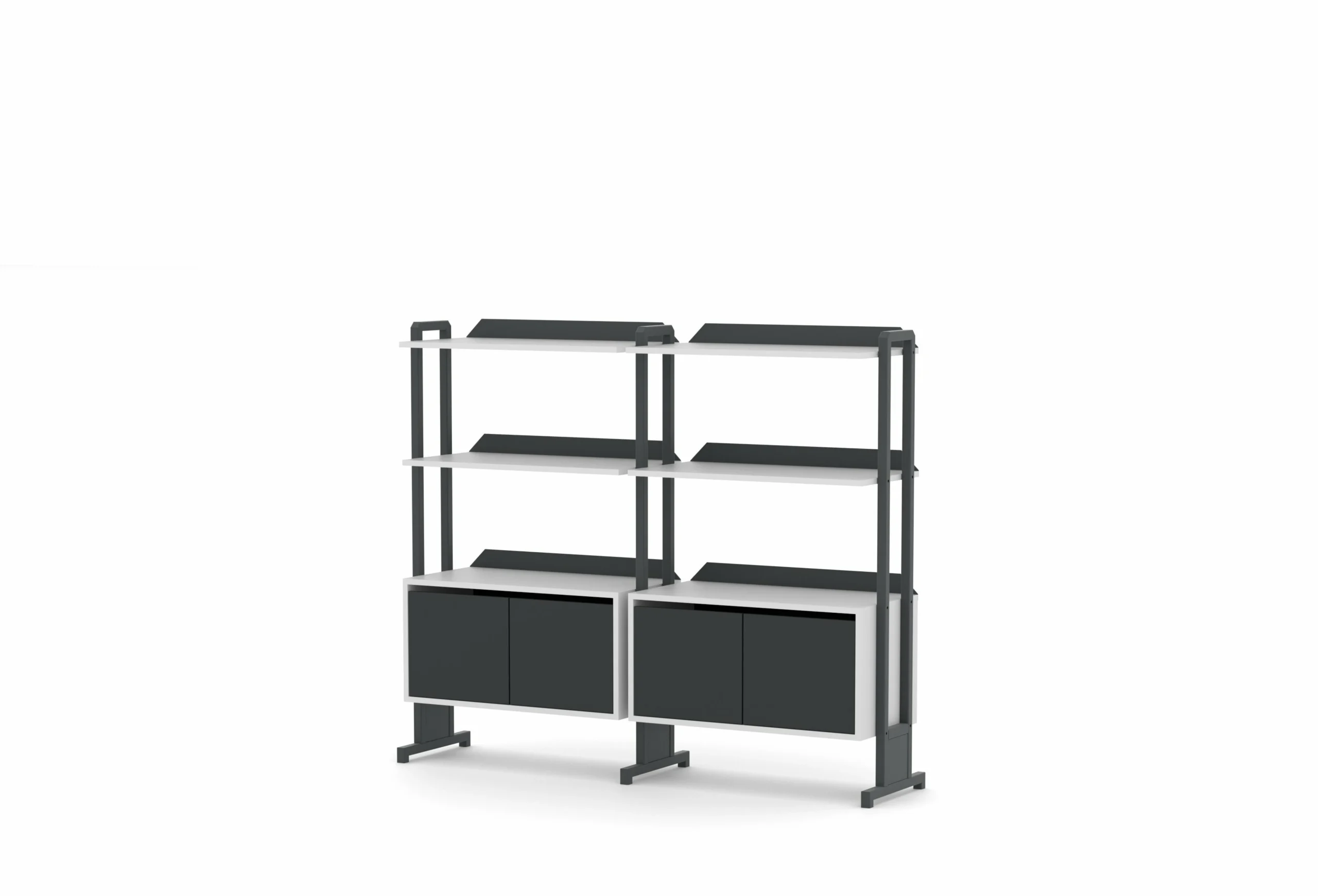 İkili İki Raflı Modüler Dolap Antrasit Çapraz