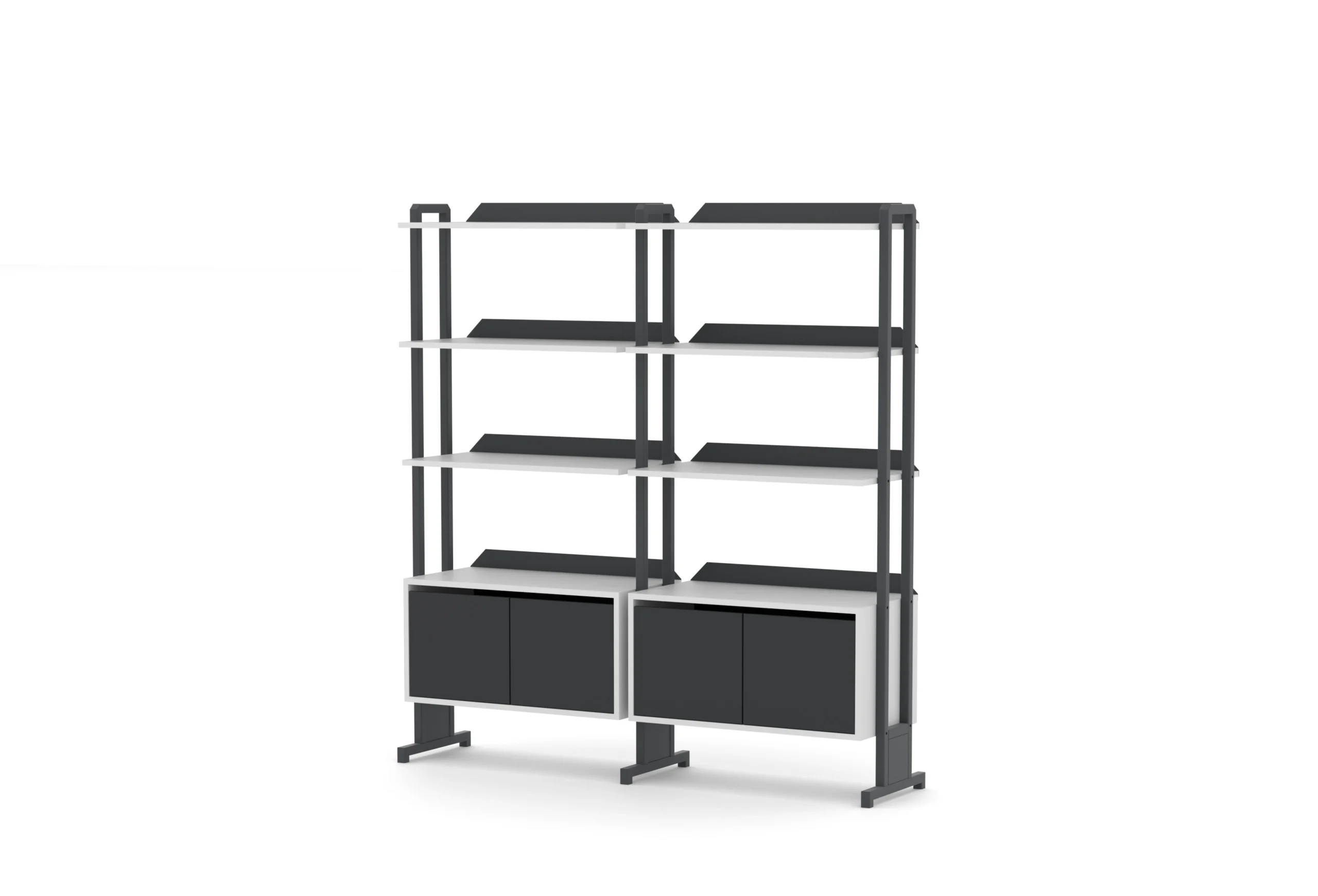 İkili Üç Raflı Modüler Dolap Antrasit Çapraz